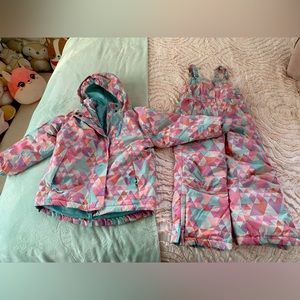 Girls Eddie Bauer ski snow bib and jacket